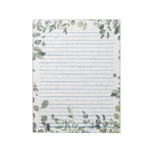 Organic Eucalyptus Watercolor Design 40 Pages Notepad