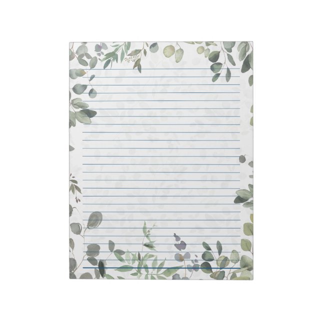 Organic Eucalyptus Watercolor Design 40 Pages Notepad (Rotated)