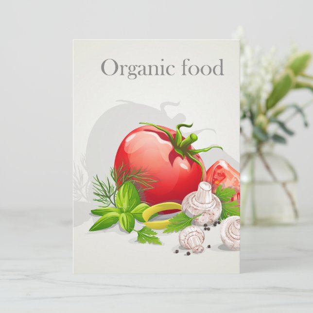 Organic Farm Fresh Vegetables Tomato and Herbs Invitation (Standing Front)