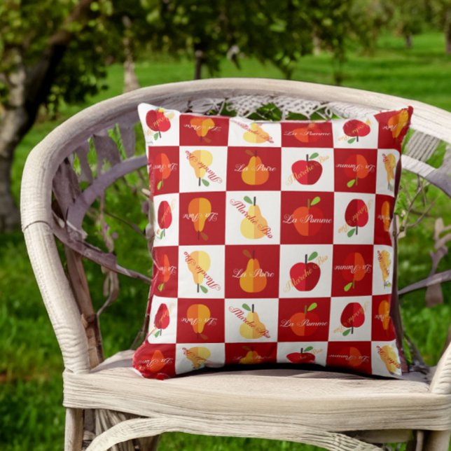 Organic Farm Produce French Farmers Market Throw Pillow (Image approximates the 20 inch size of this pillow.)