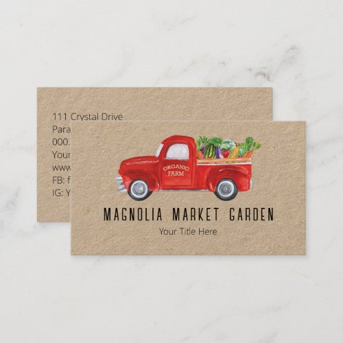 Organic Farm Truck Veggies Chicken Farmers Market Business Card