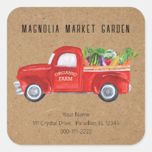 Organic Farm Truck Veggies Chicken Farmers Market  Square Sticker