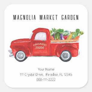 Organic Farm Truck Veggies Chicken Farmers Market  Square Sticker