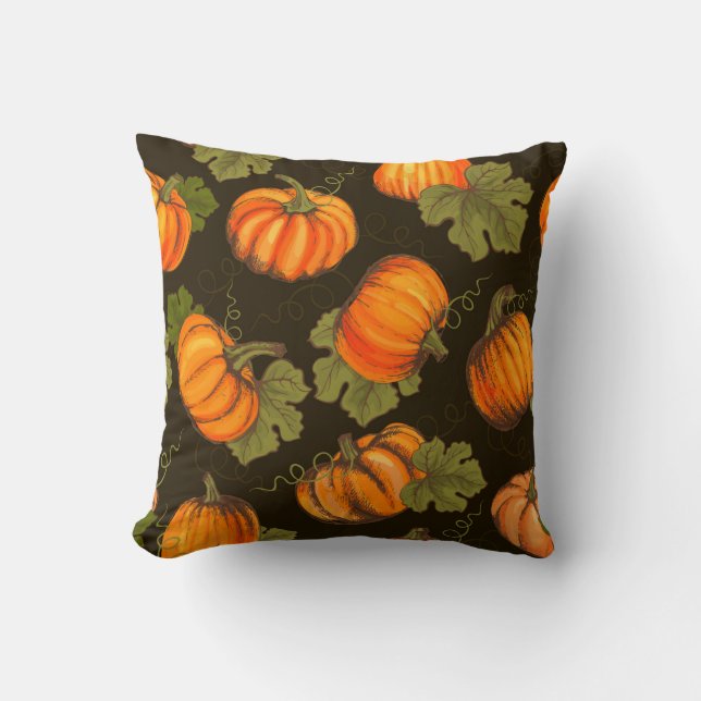 Organic farm vegetables seamless pattern with oran throw pillow (Front)