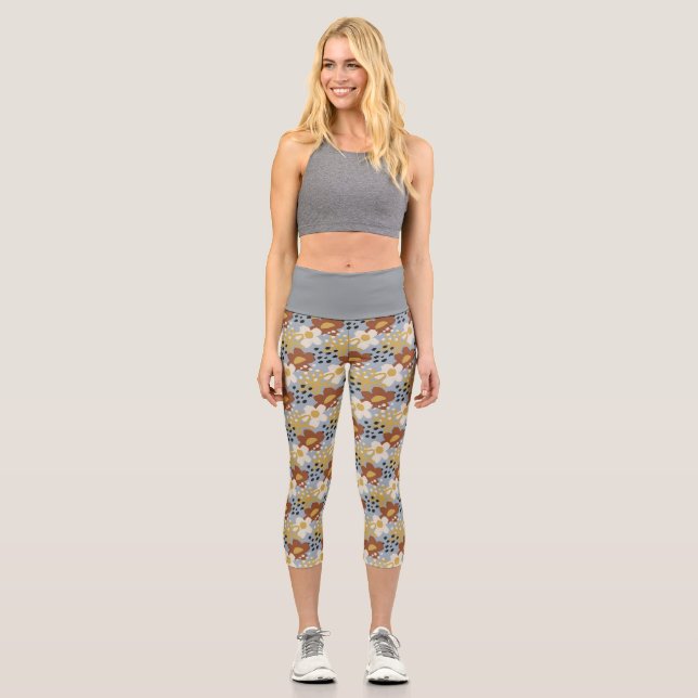 Organic Flat Floral Capri Leggings (Front)