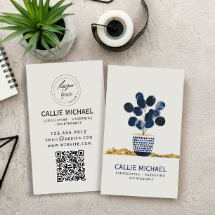 Organic Floral Shapes Gold Foil Business Card