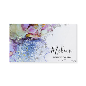 *~* Organic Flow Watercolor Abstract Glitter Blue Business Card