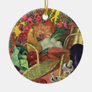 Organic Food, Garden Vegetables, Blooming Flowers Ceramic Ornament