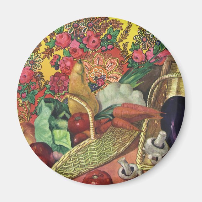 Organic Food, Garden Vegetables, Blooming Flowers Magnet (Front)