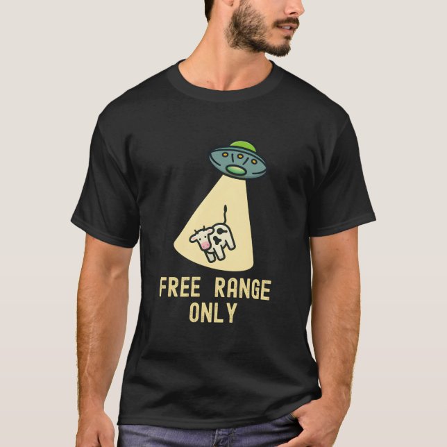 Organic Food Ufo Alien Abduction Cow T-Shirt (Front)