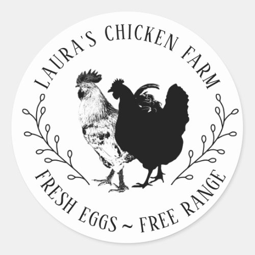 Organic Fresh Eggs Vintage Chicken Farm  Classic Round Sticker