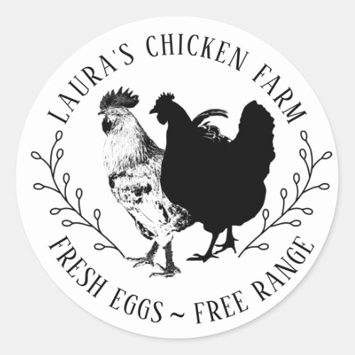 Organic Fresh Eggs Vintage Chicken Farm  Classic Round Sticker