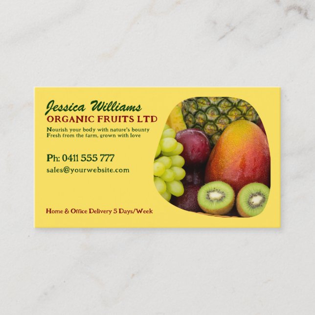Organic Fruits Fresh Vibrant Design w/ QR code Business Card (Front)
