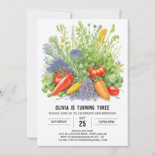 Organic Garden Adventure Birthday Invitation