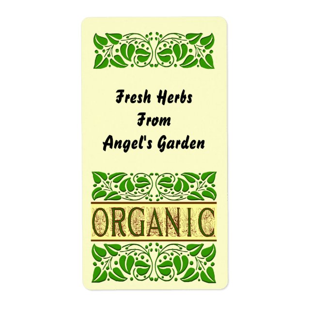 Organic Garden Custom Herb Label (Front)