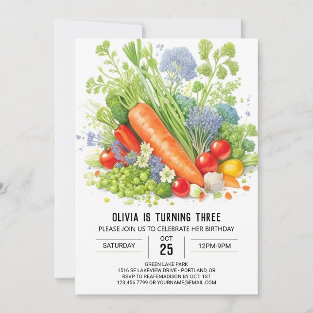 Organic Garden Fun Birthday Invitation (Front)