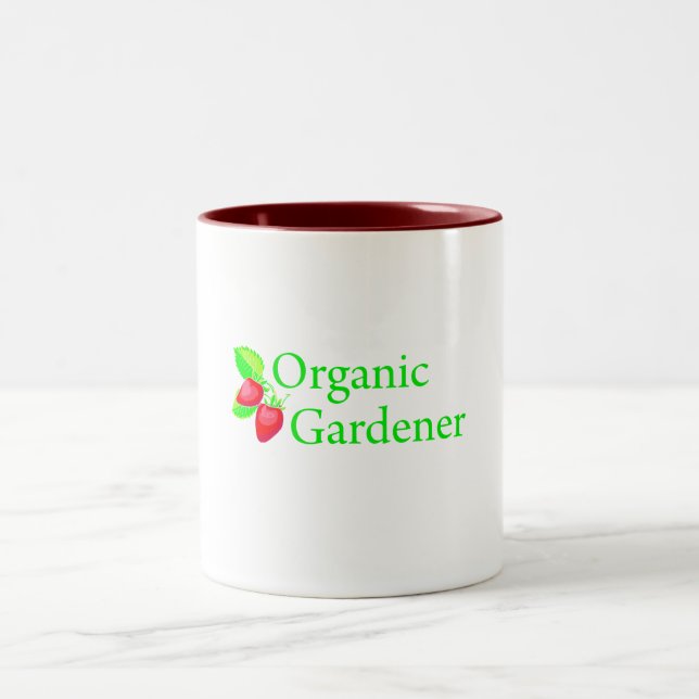 Organic Gardener - Strawberries Two-Tone Coffee Mug (Center)