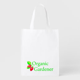 Organic Gardener with Strawberries Grocery Bag