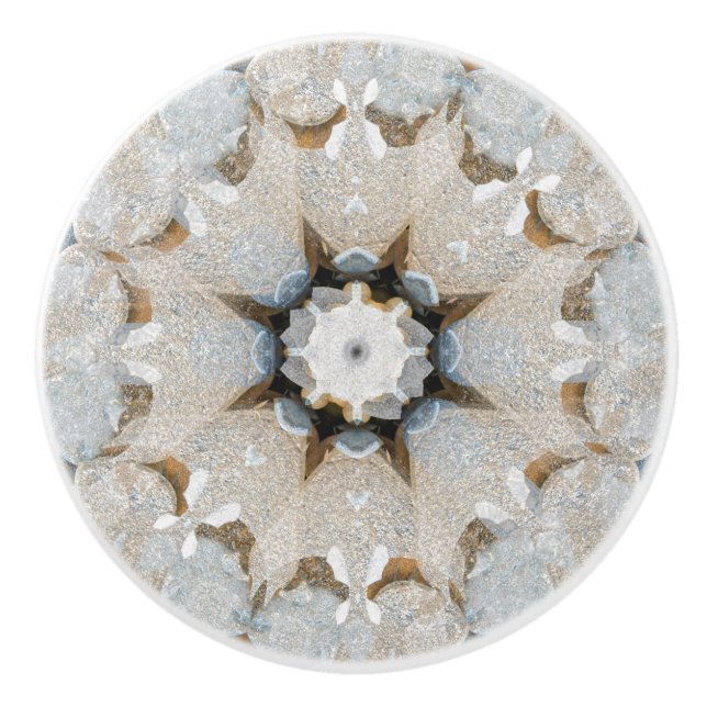 Organic Geometric Neutral Graphic Stone Mandala Ceramic Knob (Front)