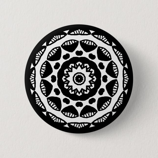 Organic Geometry 010 - Black on White Pinback Button (Front)