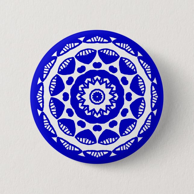 Organic Geometry 010 - Royal Blue on White Button (Front)