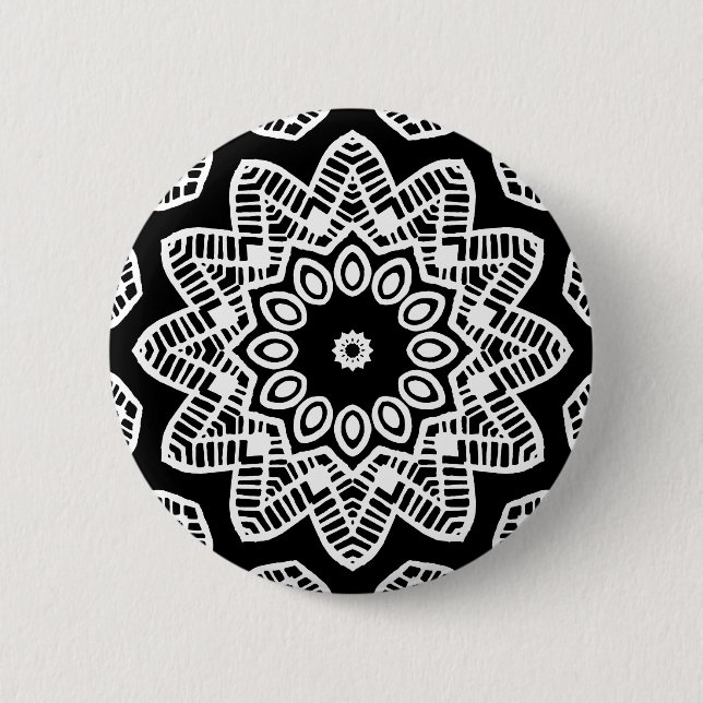 Organic Geometry 012 - White on Black Pinback Button (Front)