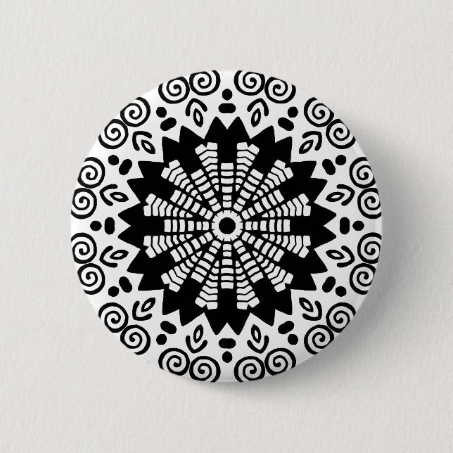Organic Geometry 014 - Black on White Pinback Button (Front)