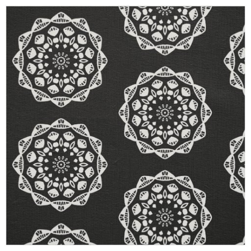 Organic Geometry 015 - White on Black Fabric