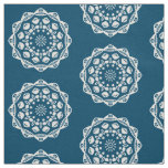 Organic Geometry 015 - White on Blue 00486b Fabric