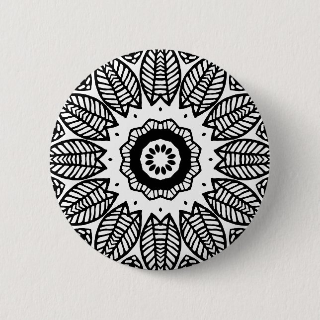 Organic Geometry 017 - Black on White Pinback Button (Front)