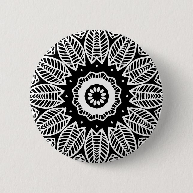 Organic Geometry 017 - White on Black Button (Front)