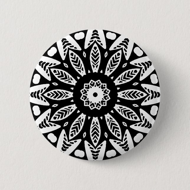 Organic Geometry 018 - White on Black Pinback Button (Front)
