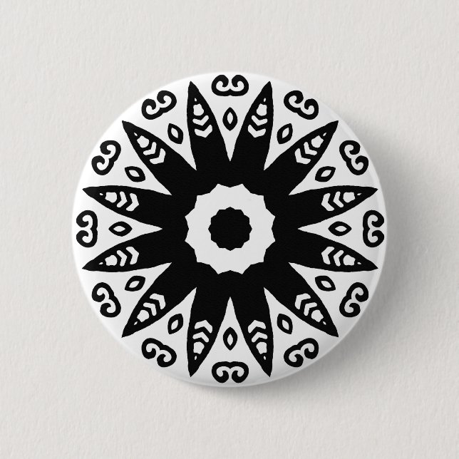 Organic Geometry 01 - Black on White Button (Front)
