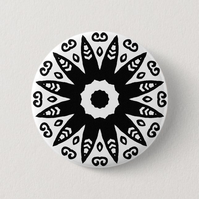 Organic Geometry 01 - Black on White Pinback Button (Front)