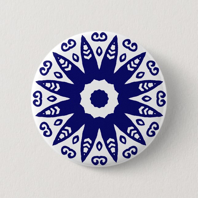 Organic Geometry 01 - Deep Navy on White Button (Front)