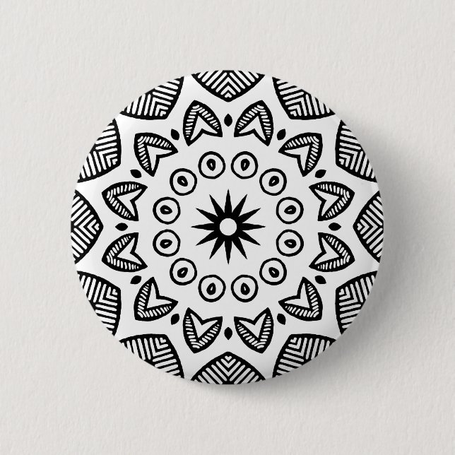 Organic Geometry 020 - Black on White Button (Front)