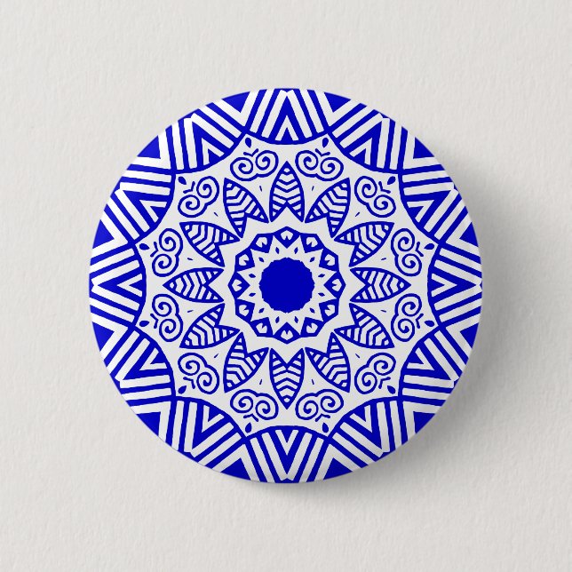 Organic Geometry 023 - Royal Blue on White Button (Front)