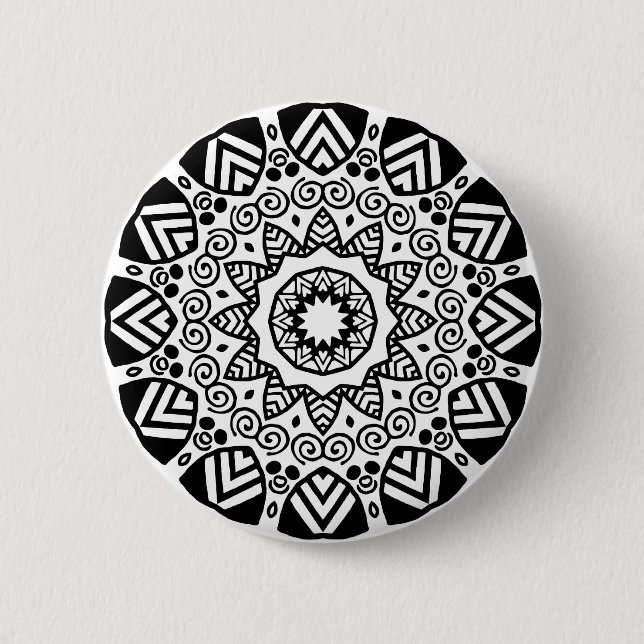 Organic Geometry 024 - Black on White Button (Front)