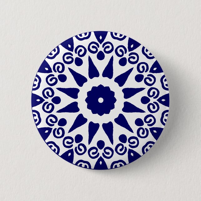 Organic Geometry 02 - Deep Navy on White Pinback Button (Front)