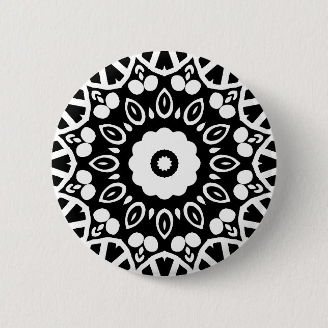 Organic Geometry 03 - White on Black Pinback Button (Front)