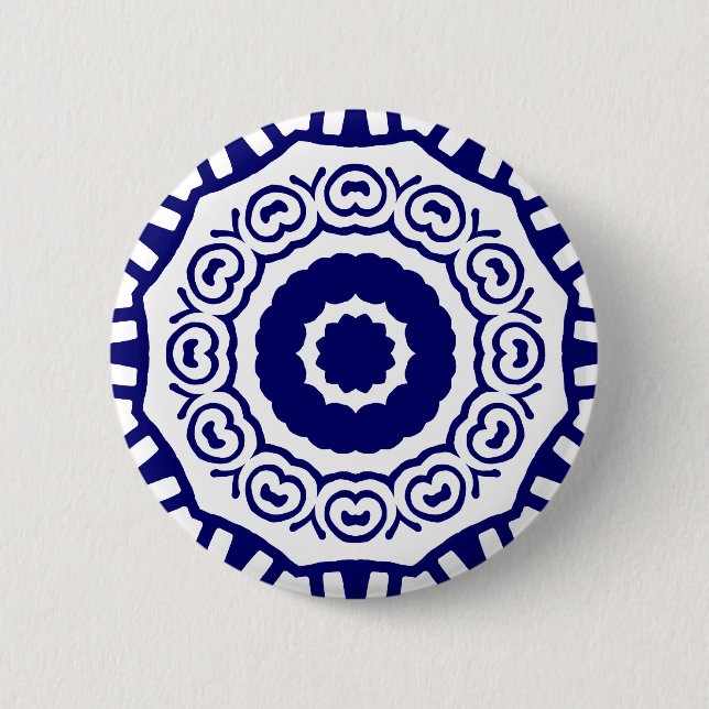 Organic Geometry 04 - Deep Navy on White Pinback Button (Front)