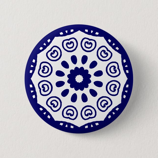 Organic Geometry 05 - Deep Navy on White Button (Front)