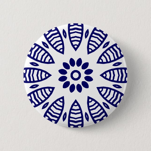 Organic Geometry 06 - Deep Navy on White Pinback Button (Front)