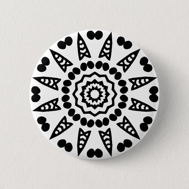 Organic Geometry 08 - Black on White Button (Front)