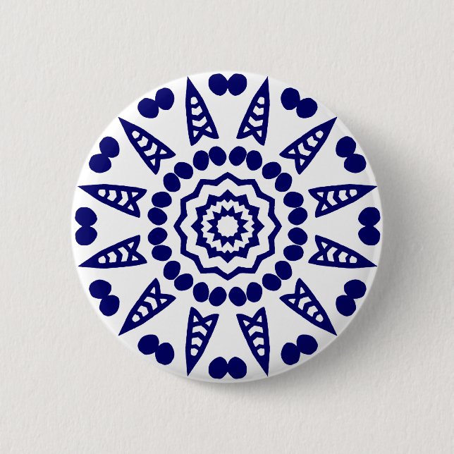 Organic Geometry 08 - Deep Navy on White Button (Front)