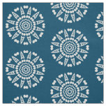 Organic Geometry 08 - White on Blue 00486b Fabric