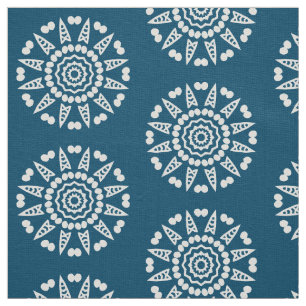 Organic Geometry 08 - White on Blue 00486b Fabric