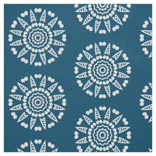 Organic Geometry 08 - White on Blue 00486b Fabric