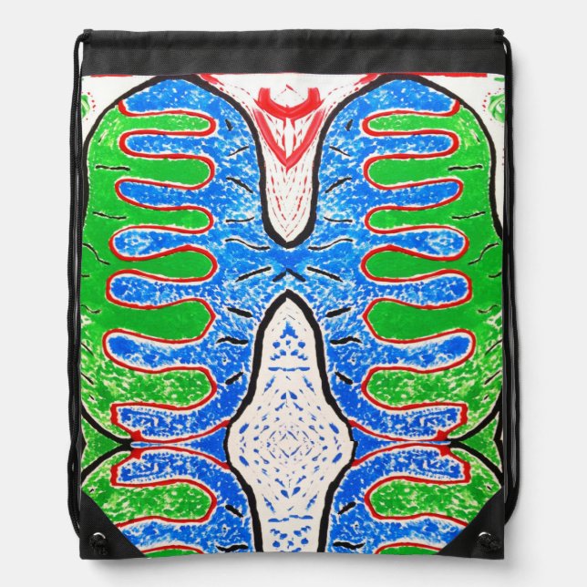 "Organic Geometry" Drawstring Backpack (Front)