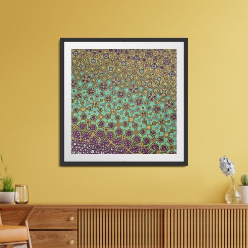 Organic Geometry in Purple Green and Yellow Framed Art